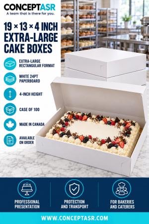 Extra-large white 19 × 13 × 4-inch cake boxes for sheet cakes and event orders