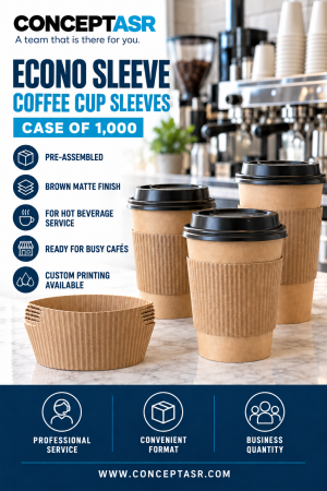 Econo Sleeve brown coffee cup sleeves for hot beverages sold by the case of 1,000