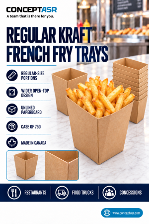Regular open-top kraft French fry trays for restaurants, food trucks and concessions – ConceptASR